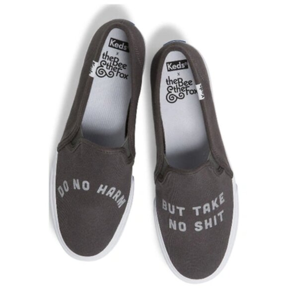 Keds X The Bee & The Fox Double Decker ‘do No Harm' In Charcoal size 8 - Picture 1 of 12